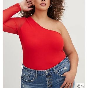 Torrid One Shoulder Top - Foxy and Mesh Red color Size 6